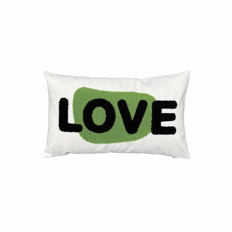 Coussin toile "LOVE" vert 30 cm x50 cm 015848