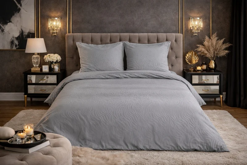 Parure de Lit Microfibre Frappée - Gris